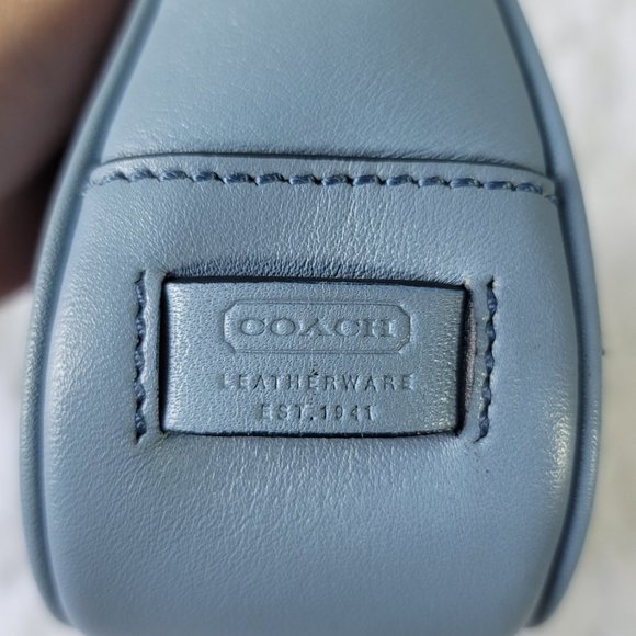 SOLD - Coach Soft Blue Leather Y2K Handbag Purse Baguette - Picture 7 of 14